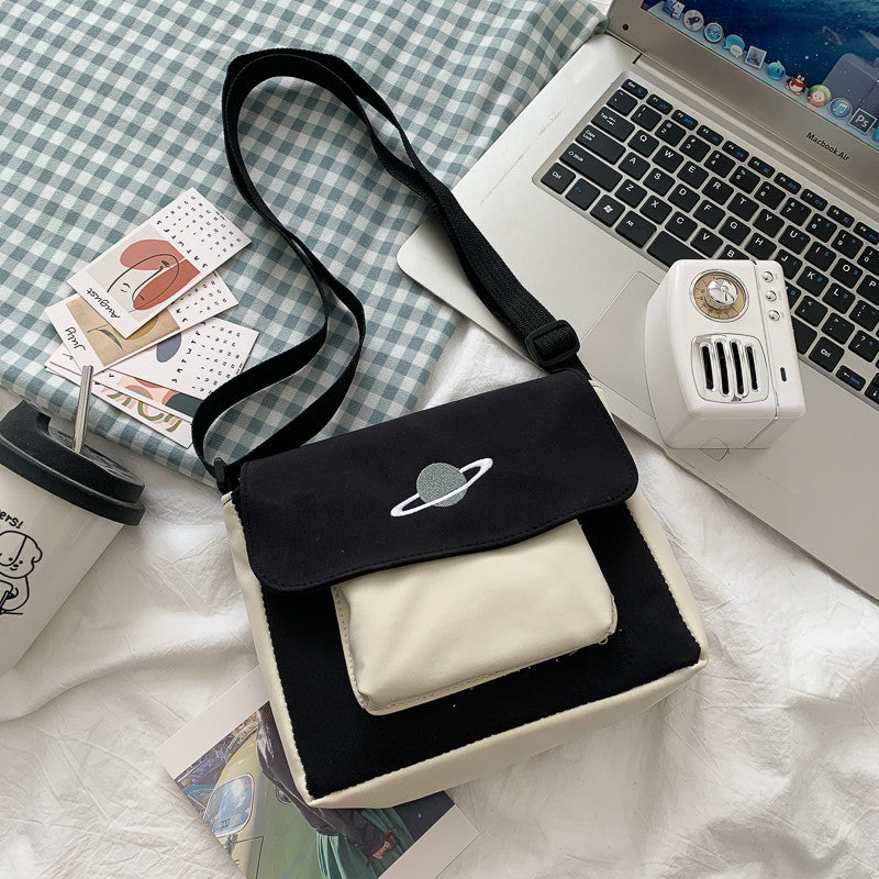 Canvas Handbag Mini Student Bag Simple Crossbody Bags Casual Lady Flap Shoulder Bag