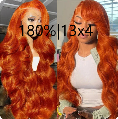 Long Curly Hair Fluffy Curly Hair  Orange Big Wave Real Hair Headband For Women