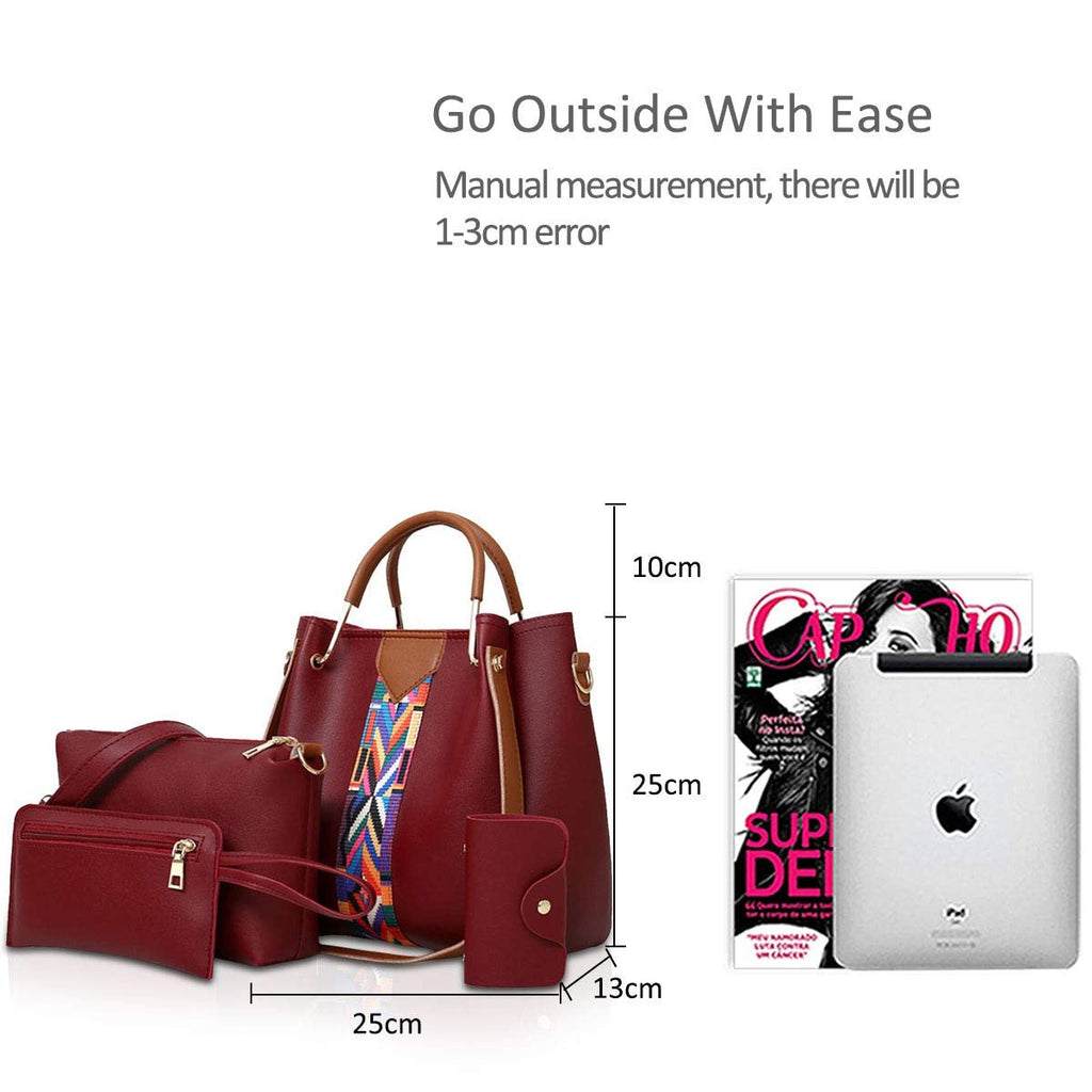 Women Handbags Shoulder Bags 4 Pcs Handbags For Ladies Top-Handles Crossbody Bags Purse Wallet