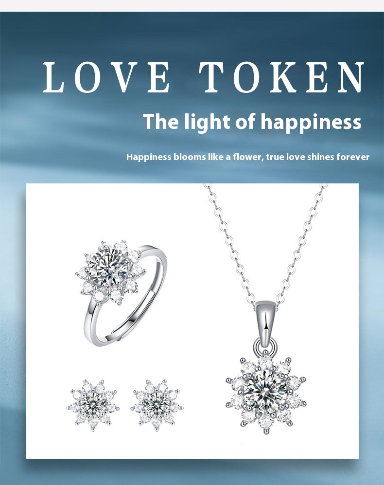 925 Silver Ring Holder Jewelry Ornament First Snow Series Goddess Necklace Suit