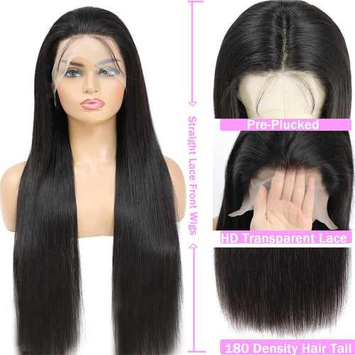 13x6 straight lace front human hair wig