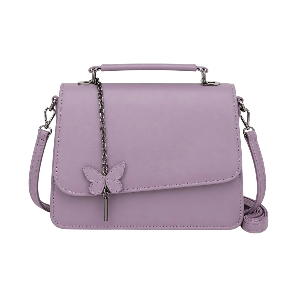 Bagnor Lilac Butterfly Faux Leather Crossbody Bag