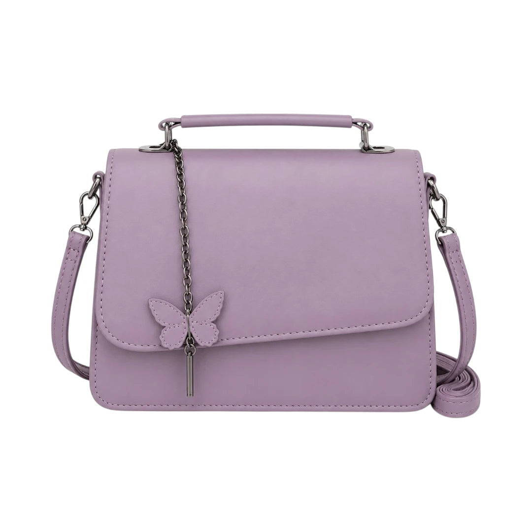Bagnor Lilac Butterfly Faux Leather Crossbody Bag