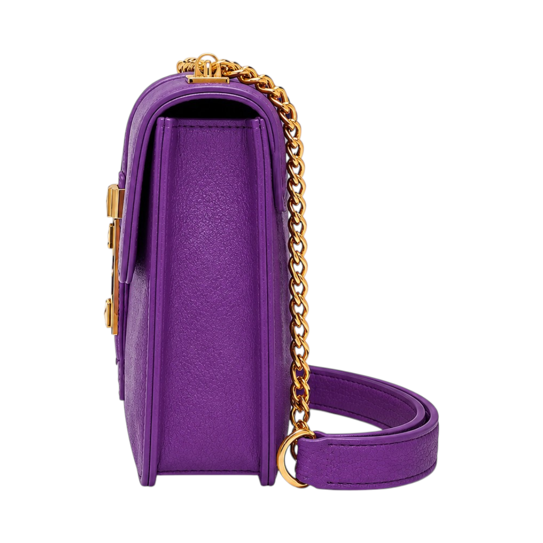 Bagnor Purple Amethyst Gold-Lock Crossbody Bag