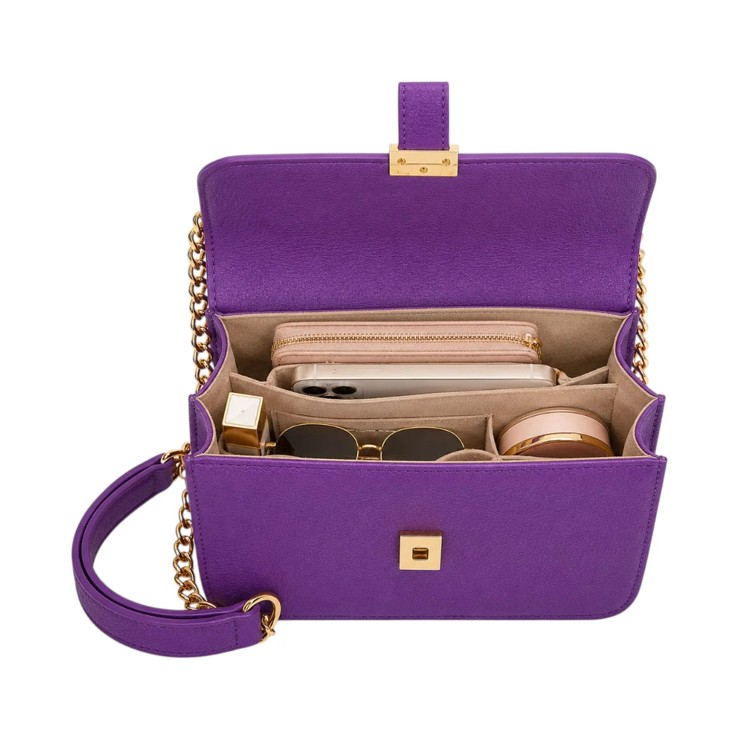 Bagnor Purple Amethyst Gold-Lock Crossbody Bag