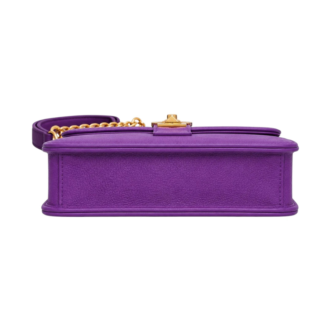 Bagnor Purple Amethyst Gold-Lock Crossbody Bag
