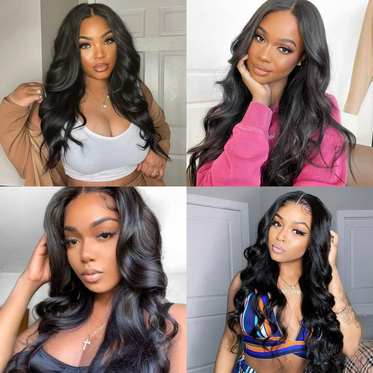 4x6 Lace Closure Wig Human Hair Natural Color Three-Dimensional Body Wave Density